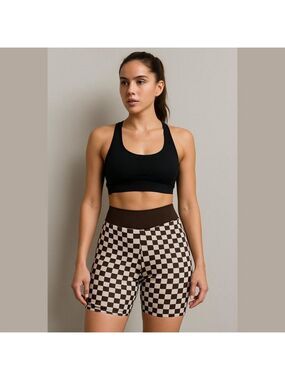 Wilo brown checkered bike shorts with pockets size XS